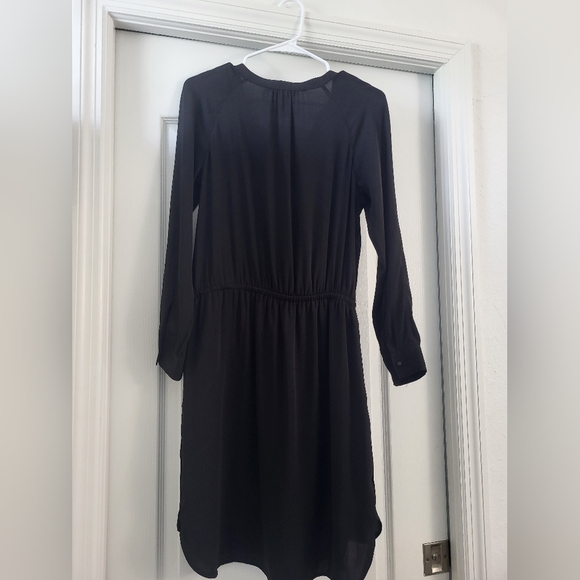 White House Black Market Black V-Neck Long Sleeve Dress - Picture 4 of 8
